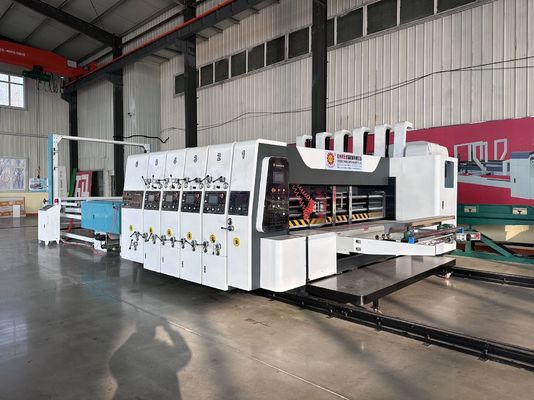 Máquina automática de impressão de caixas de placas flexíveis para produção de caixas de cartão precisas e rápidas