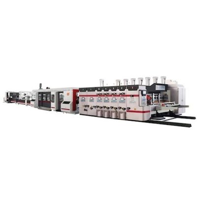 Máquina de moldagem de cartão de 350 mm Flexo Folder Gluer 2 Color Printing Slotting Die Cutting