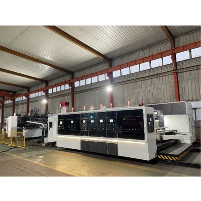 1500 mm Flexo 4 cores de impressão Slotting Die Cutting Plying Glueing Strapping Linha pegajosa máquina
